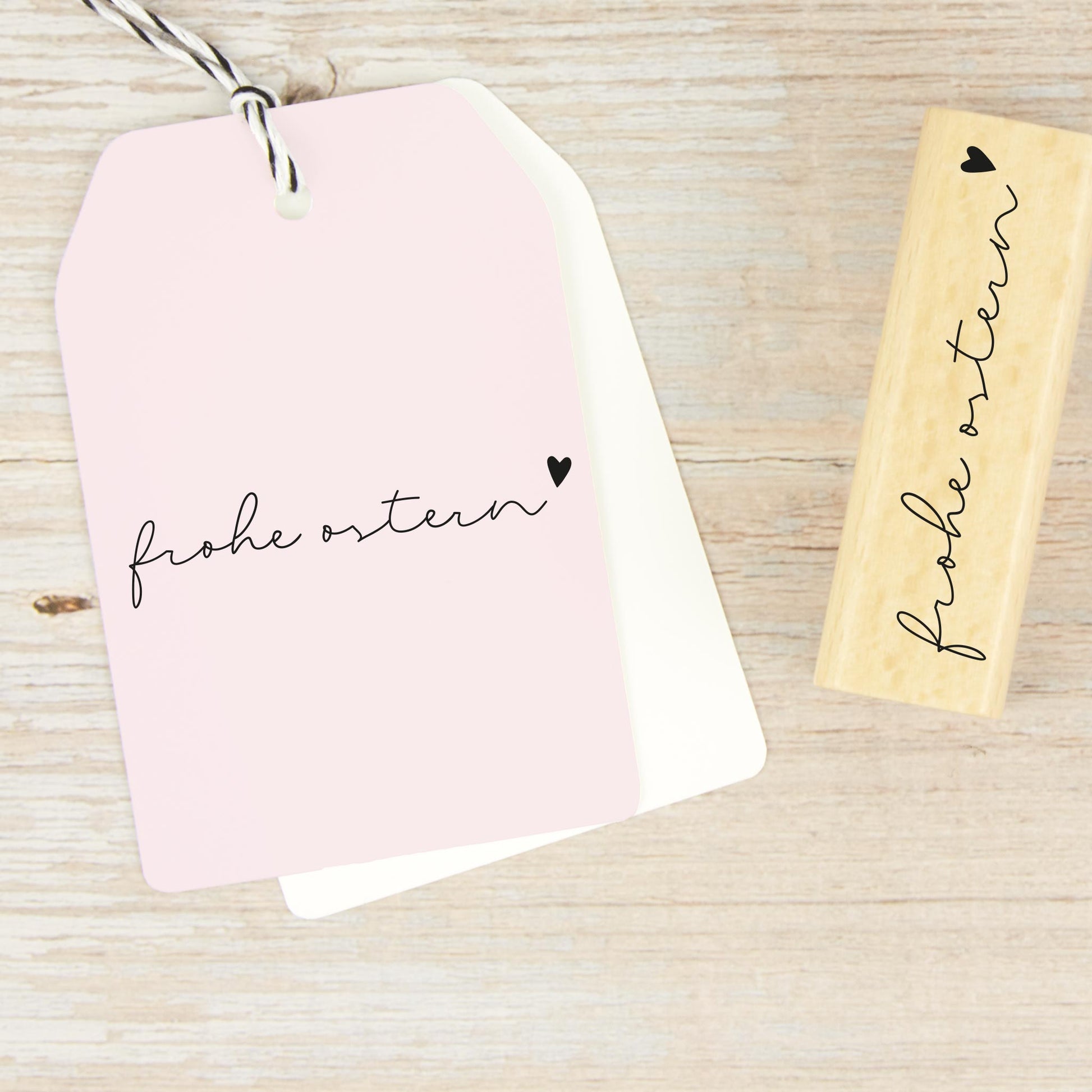 Osterstempel "frohe ostern" mit Herz