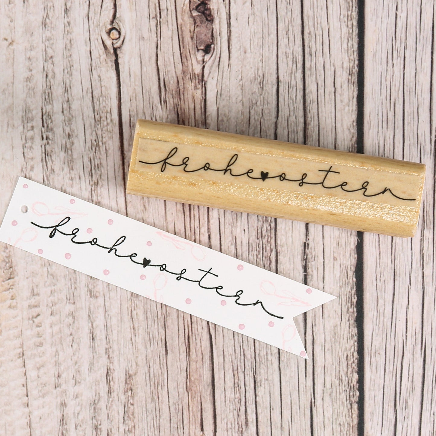 Osterstempel "frohe ostern" mit Herz