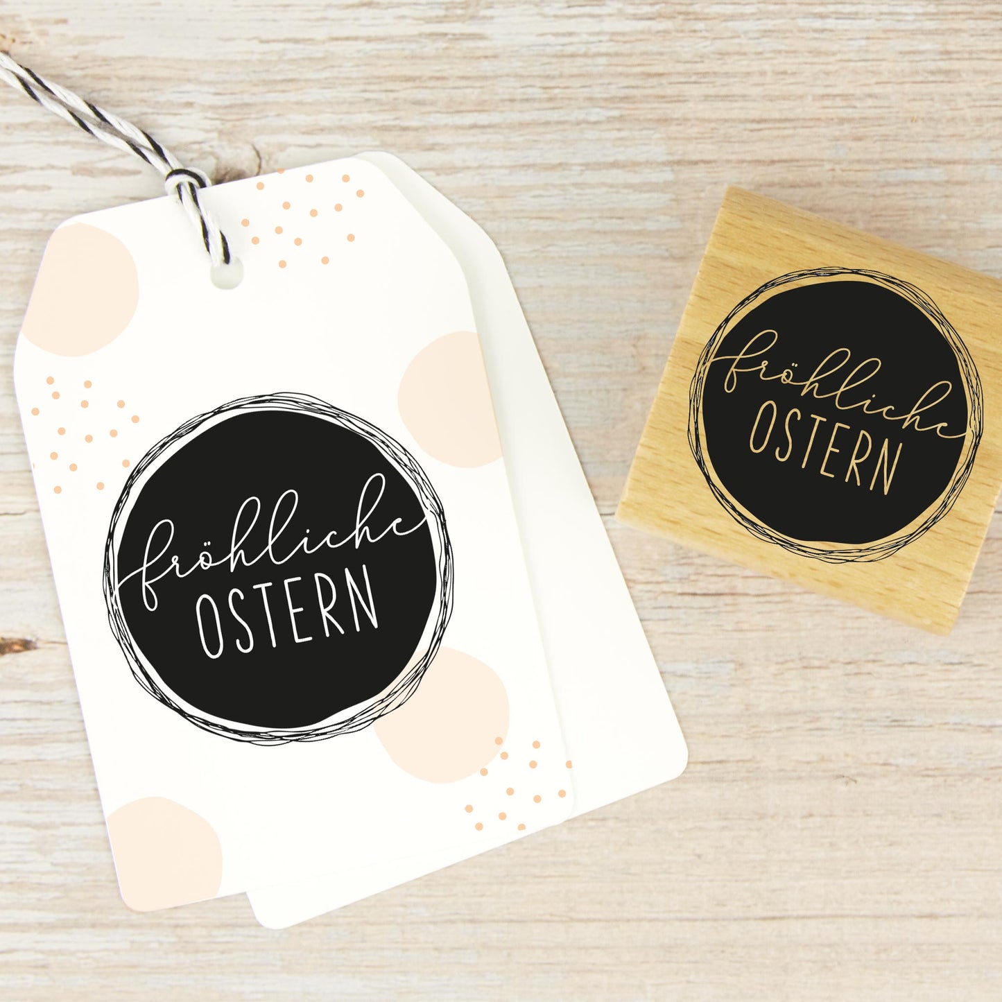 Osterstempel "fröhliche Ostern" (rund)