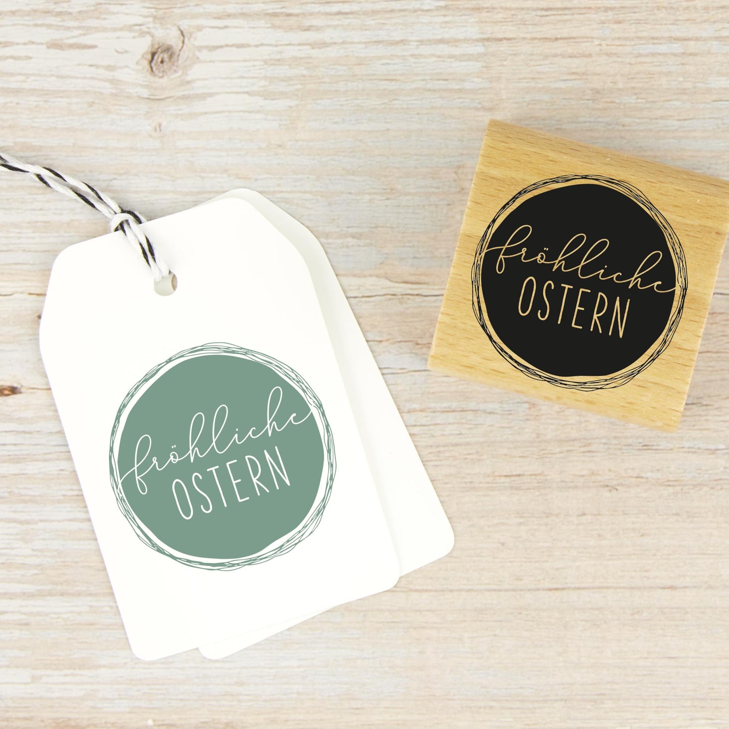Osterstempel "fröhliche Ostern" (rund)