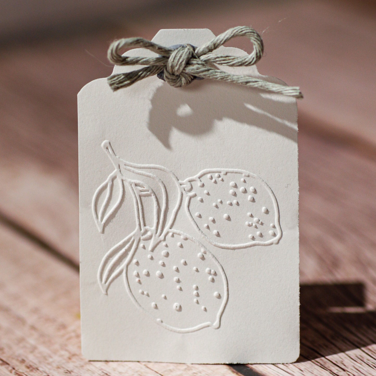 Prägestempel „Zitronenzweig" mit zwei Zitronen und Blättern, ca. 40 × 40 mm, für Karten und Geschenkanhänger