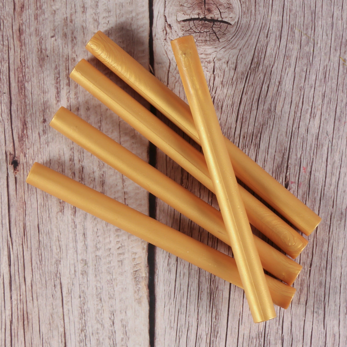Fünf Siegelwachs-Stangen in gold, schimmernd, 11 mm – für Wachspistole und Wachstöpfchen