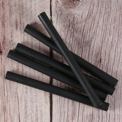 Fünf Siegelwachs-Stangen in schwarz, matt, 11 mm – für Wachspistole und Wachstöpfchen