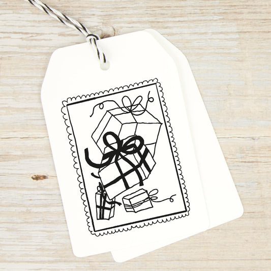 Stempel "Briefmarke mit Geschenken" (zwei Größen) - IN LOVE WITH PAPER