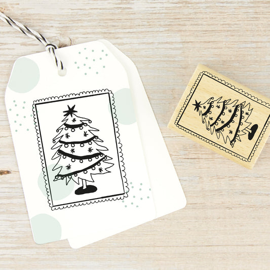Stempel "Briefmarke mit Tannenbaum" (zwei Größen) - IN LOVE WITH PAPER