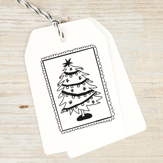 Stempel "Briefmarke mit Tannenbaum" (zwei Größen) - IN LOVE WITH PAPER