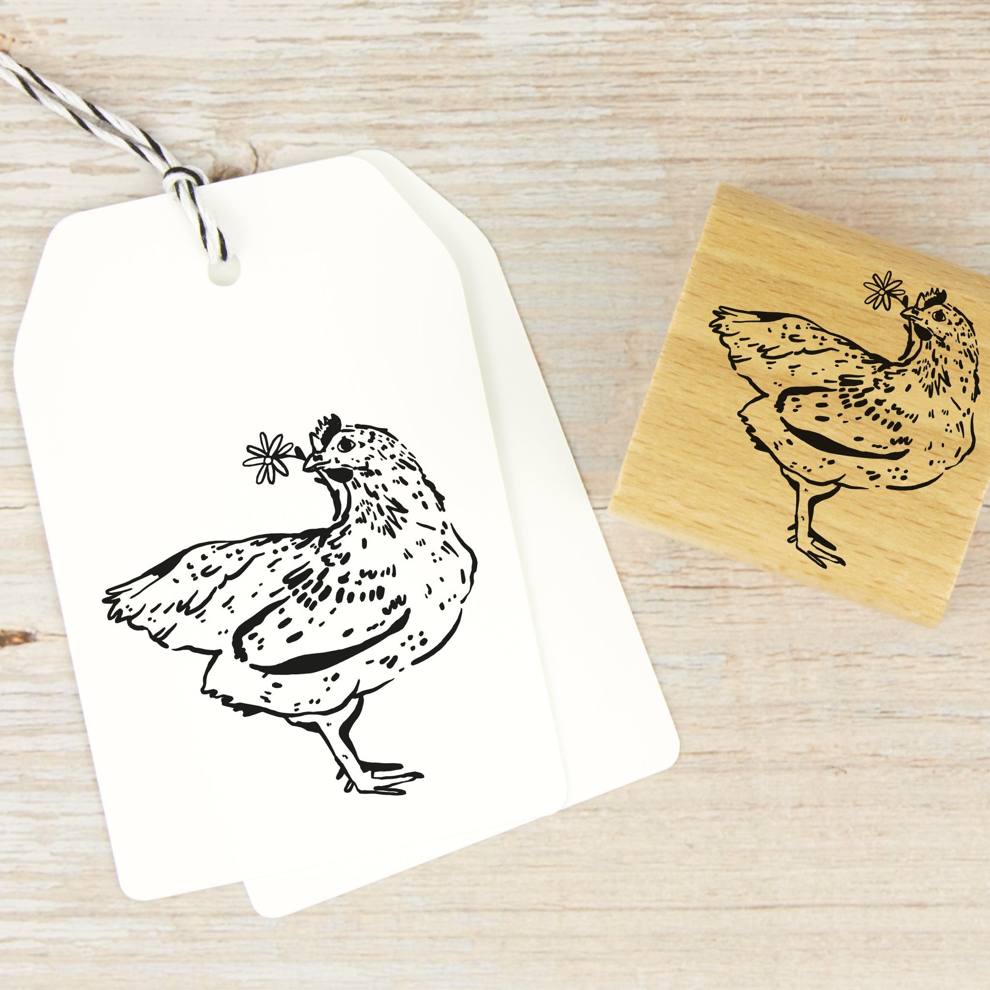 Stempel "Huhn mit Blume"