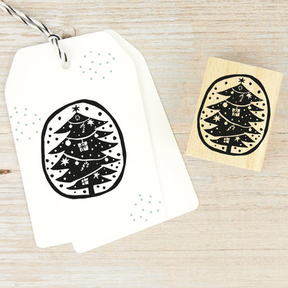 Stempel "Weihnachtsbaum" mit rundem Rahmen - IN LOVE WITH PAPER