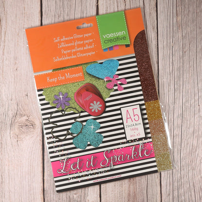 Vaessen Let it Sparkle selbstklebendes Glitzerpapier A5 – Verpackung