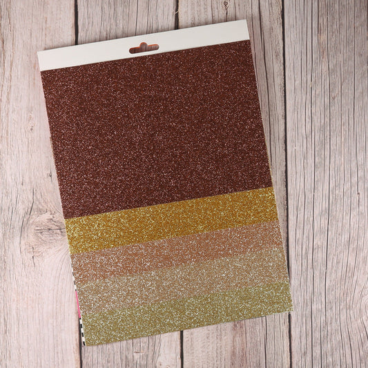 Vaessen „Let it Sparkle" selbstklebendes Glitzerpapier A5 – Erdtöne (5 Blatt) - IN LOVE WITH PAPER