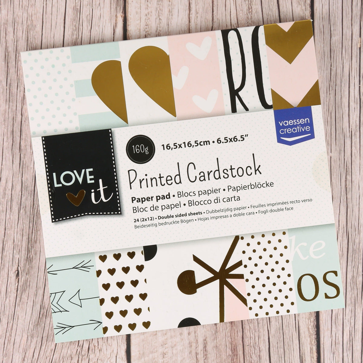 Vaessen Creative LOVE it Designpapier-Block 16,5 × 16,5 cm, Verpackung vorne