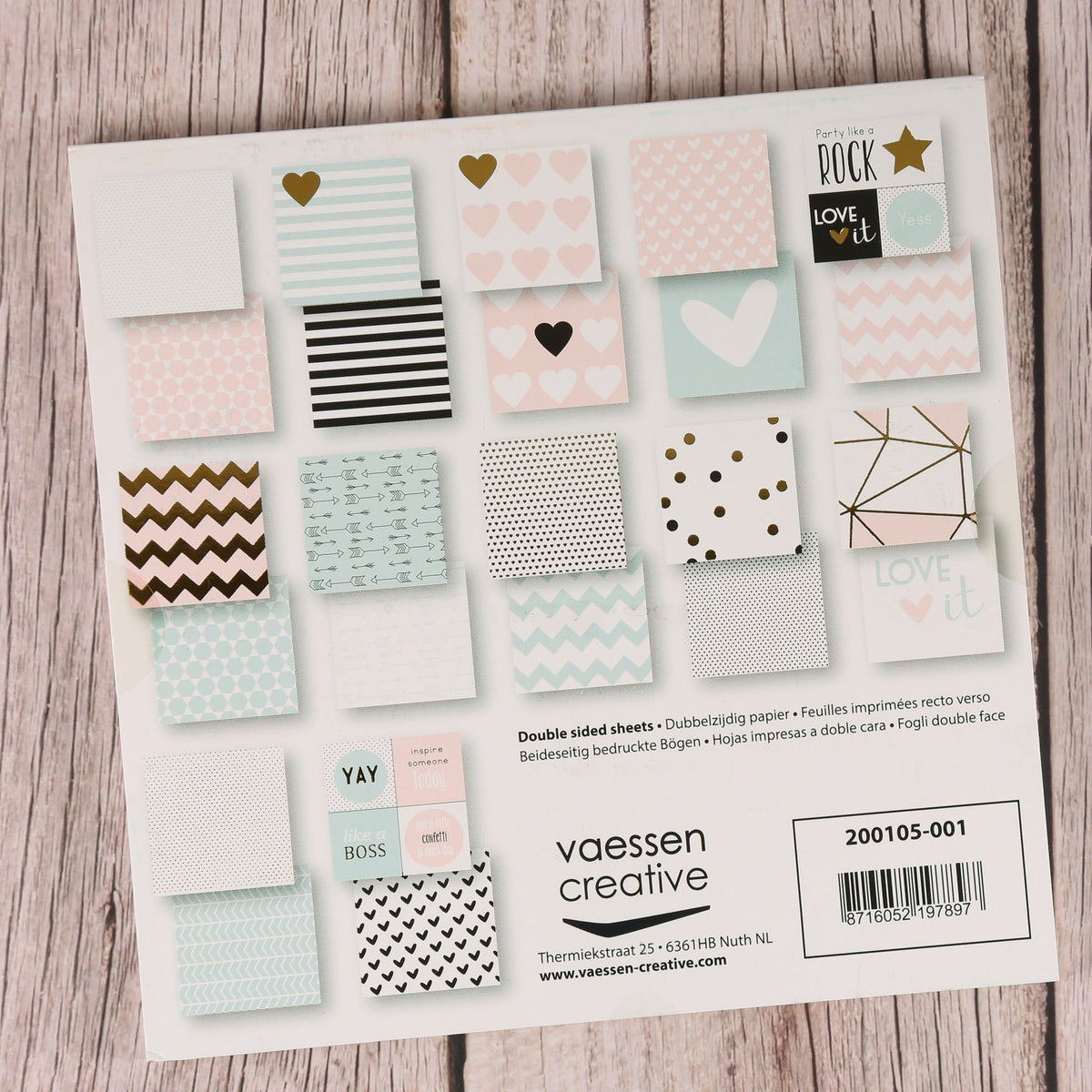 LOVE it Designpapier Rückseite mit Musterübersicht, 24 Bögen