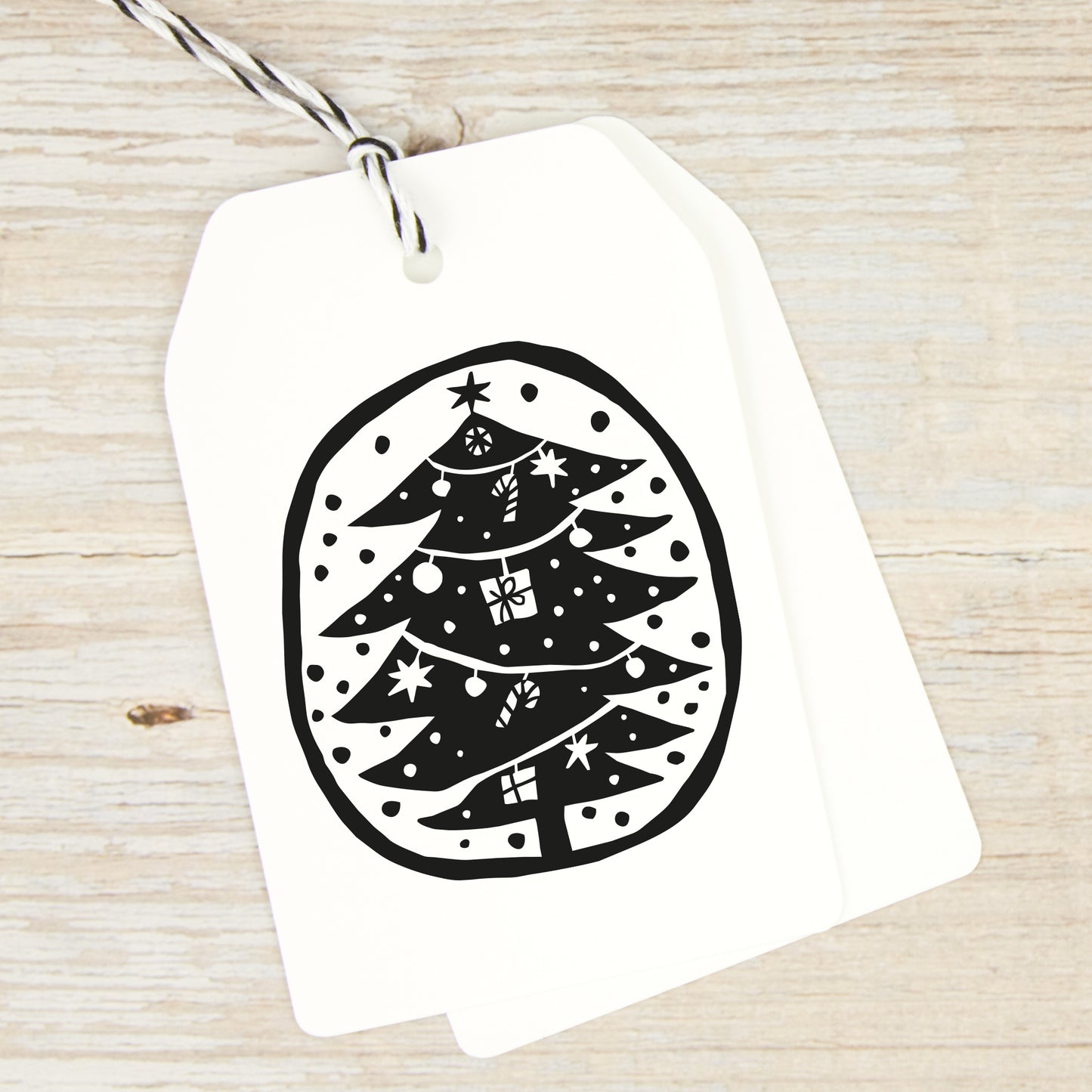 Stempel "Weihnachtsbaum" mit rundem Rahmen