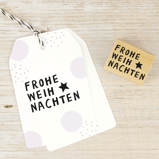 Weihnachtsstempel "Frohe Weihnachten mit Stern" - 30x20 mm - IN LOVE WITH PAPER