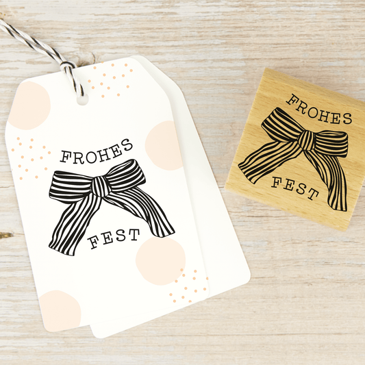 Weihnachtsstempel "Frohes Fest" mit Schleife - IN LOVE WITH PAPER