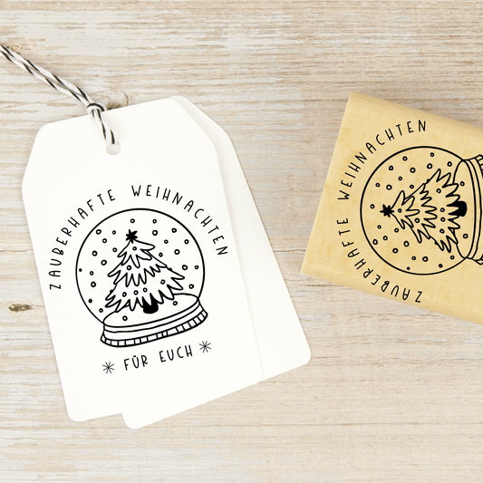 Weihnachtsstempel "Zauberhafte Weihnachten" mit Schneekugel - IN LOVE WITH PAPER