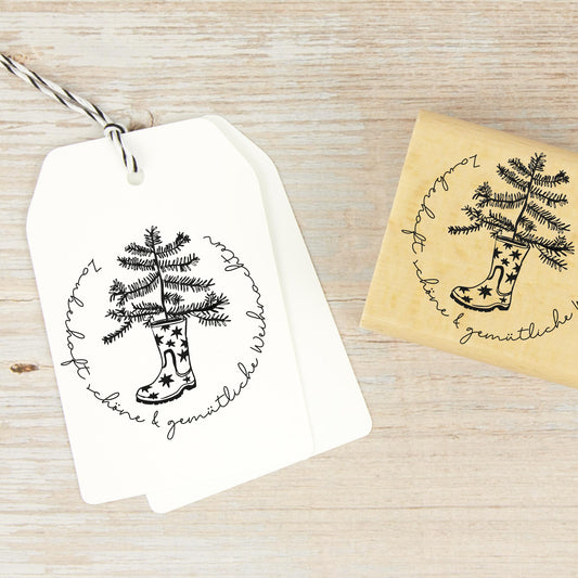 Weihnachtsstempel Zweig im Gummistiefel" - IN LOVE WITH PAPER