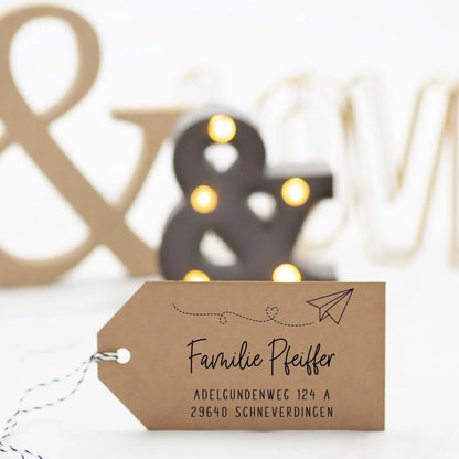 Adressstempel mit Papierflieger "Schneverdingen" - IN LOVE WITH PAPER