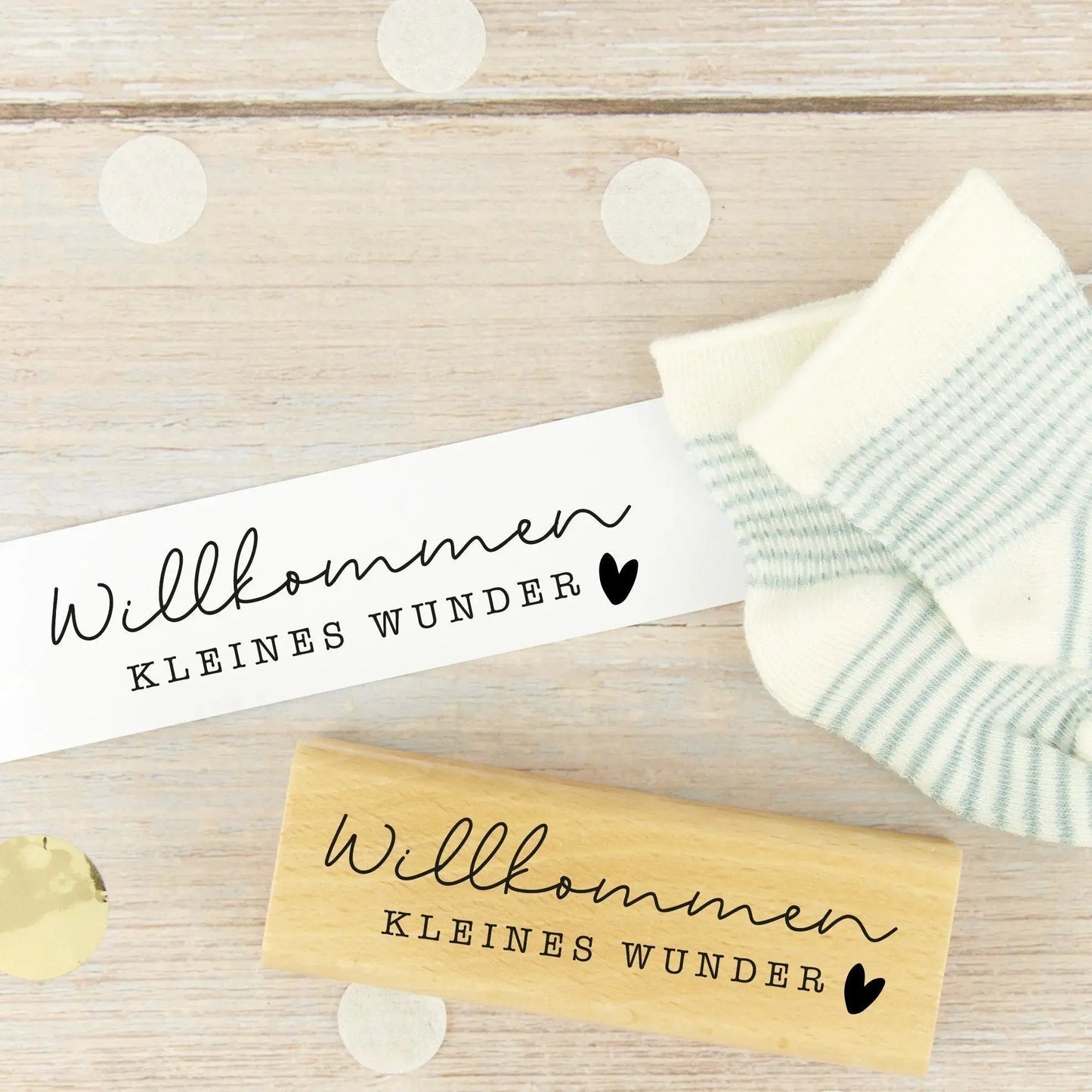 Stempel "Willkommen kleines Wunder" groß - IN LOVE WITH PAPER